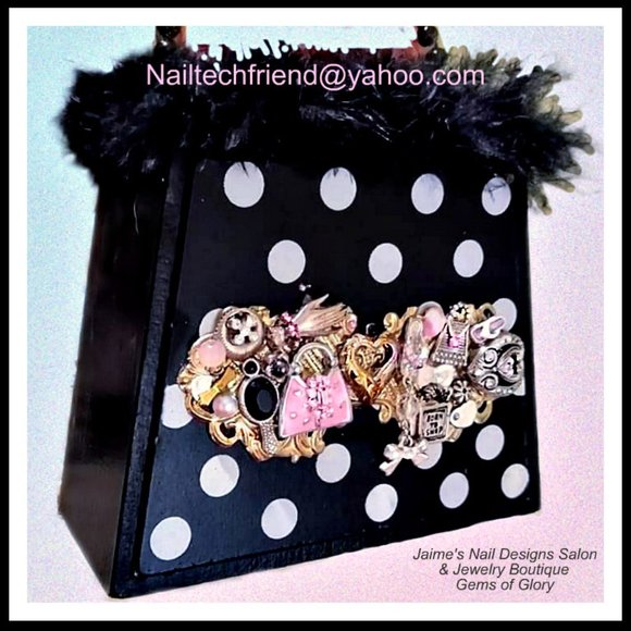 Black & White Polka Dot Wooden Purse Storage Box - Picture 5 of 17